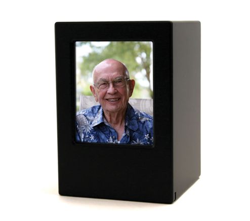black photo frame urn